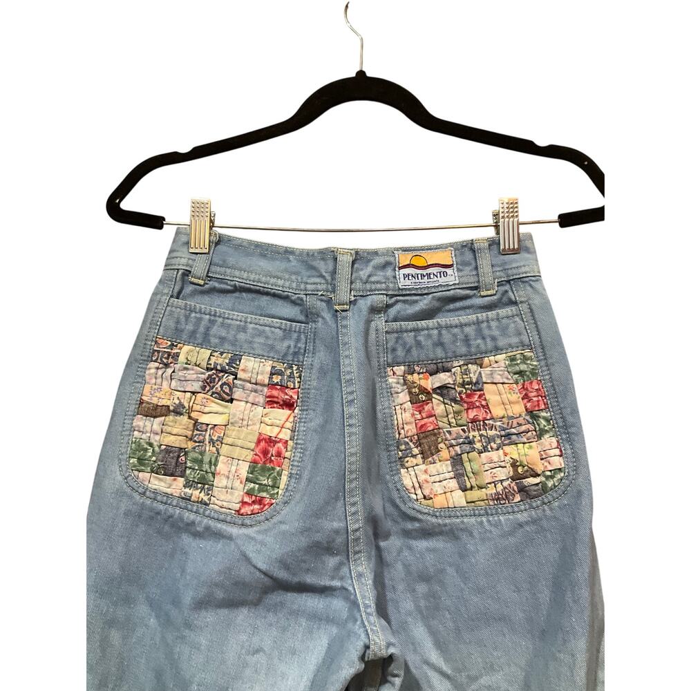 Patchwork Pentimemto Jeans Women 9 Blue 100% Cotton - Picture 2 of 5